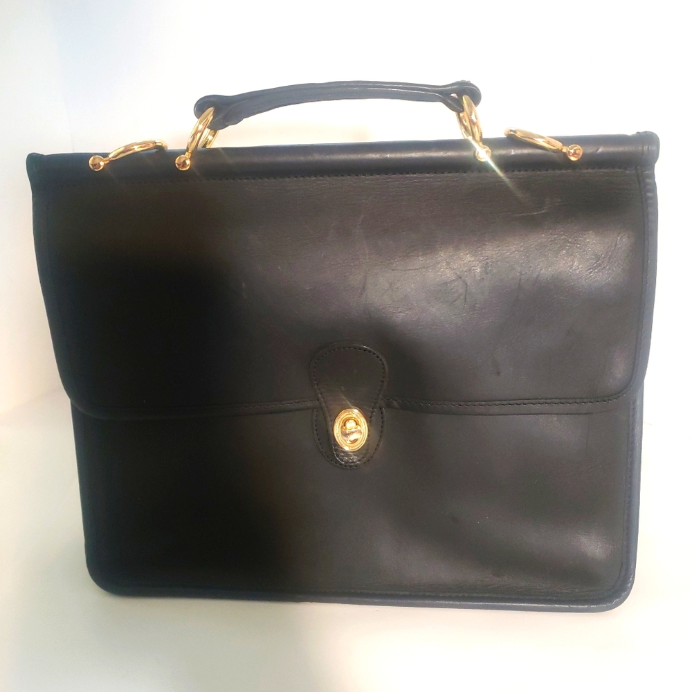Black Leather Briefcase  Messenger Bag